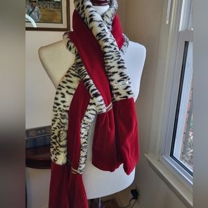 Leopard Faux fur velvet Scarf Reversible Abishai great cond.